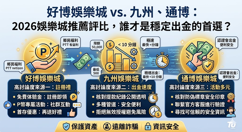好博娛樂城 vs. 九州、通博：2026娛樂城推薦評比，誰才是穩定出金的首選？