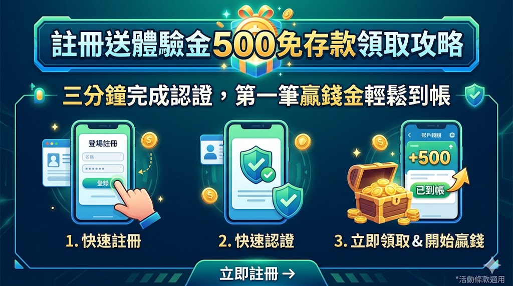 註冊送體驗金500免存款領取攻略：三分鐘完成認證，第一筆贏錢金輕鬆到帳