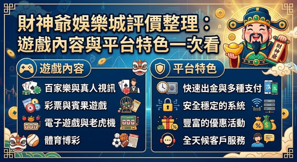 財神爺娛樂城評價公開，遊戲內容與平台特色一次看懂！